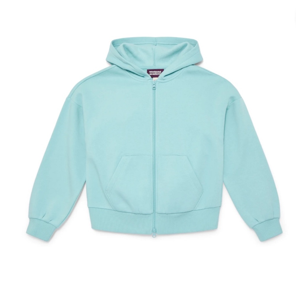 Hooded Full Zip Fleece Jacket in Teal Haze Women’s XS/Girls XXL (18)